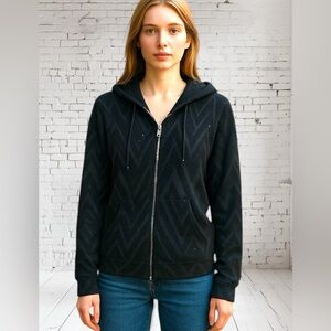 Desert Casual Palm Springs Black Full Zip Shimmer Hoodie Jacket L